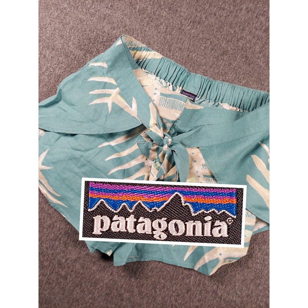 Patagonia Garden Island Shorts Womens Small Blue Hemp Skirt Short Floral Boho